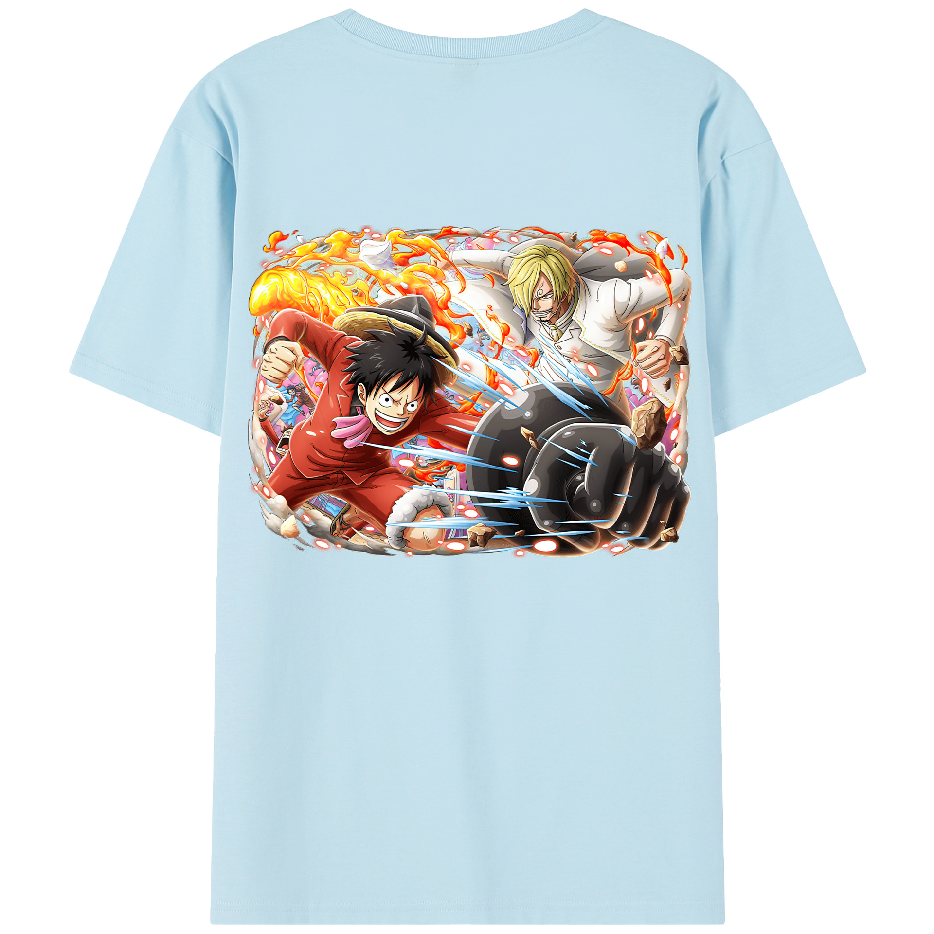 ワンピース モンキー・D・ルフィ ONE PIECE Monkey D. Luffy 綿100％半袖Tシャツ（背面プリント）